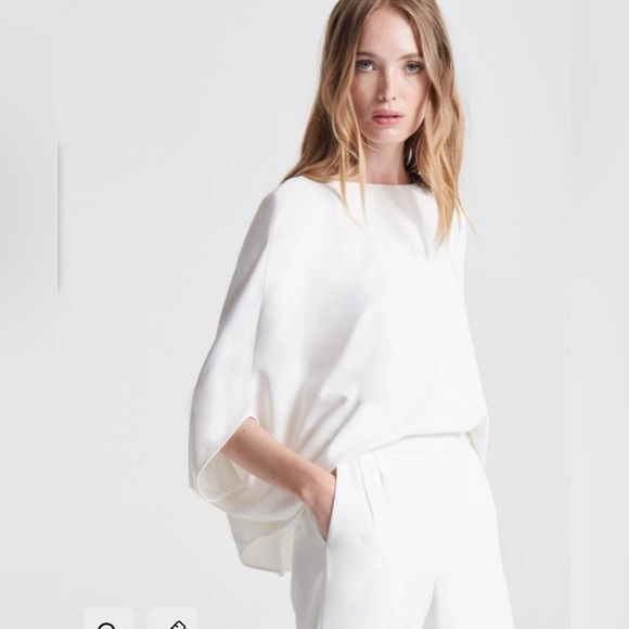 Halston Draped Sleeve Tapered Leg Crepe Jumpsuit White Size 0 - Picture 4 of 16